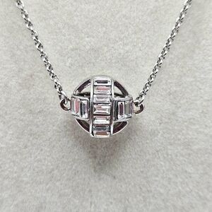 VINTAGE Carolee Silver Tone Glass Rhinestone 3D Sphere Ball Necklace Signed